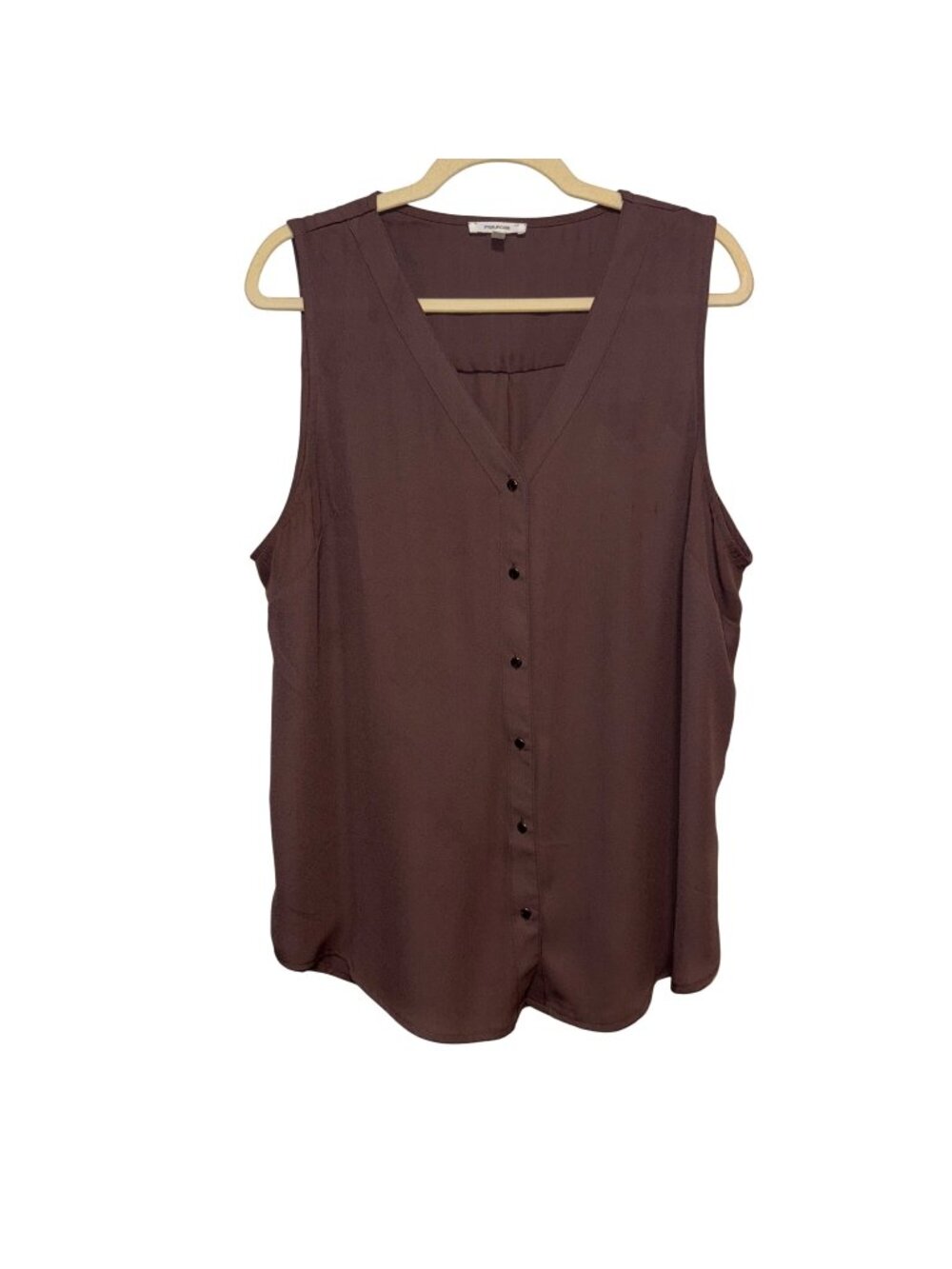 Maurices Sleeveless Button-Front Blouse In Brown Size 0X